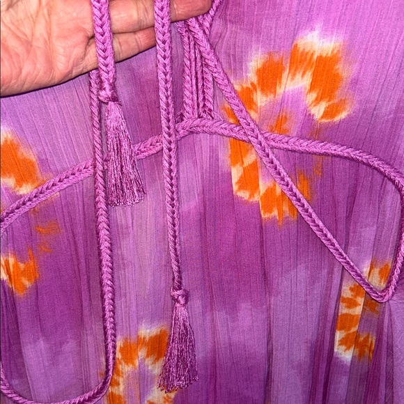 Zara Pink and Orange 100% Cotton Kaftan Maxi Dress NWOT - Picture 5 of 5
